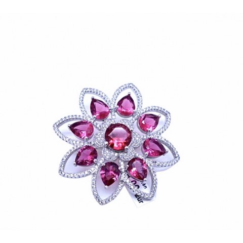 Broche Rosetón Circonitas y Plata 925