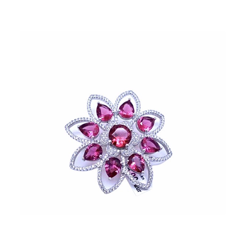 Broche Rosetón Circonitas y Plata 925