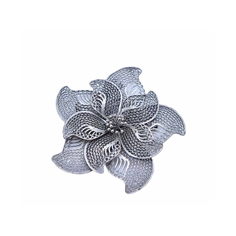 Broche filigrana Flor Plata 925