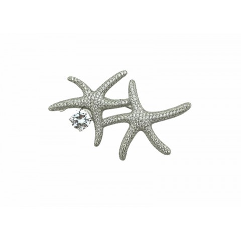 Broche estrella mar plata y circonitas 
