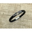 Pulsera Acero Nudo Cuero Negro