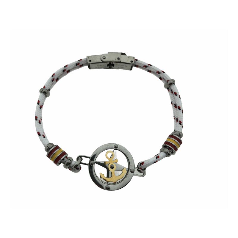 Pulsera Acero Placa cuerda azul con inter