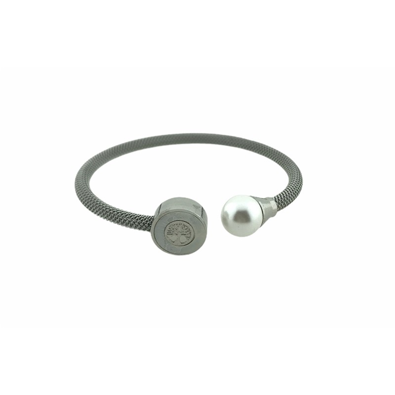 Pulsera acero perla y árbol de la vida 