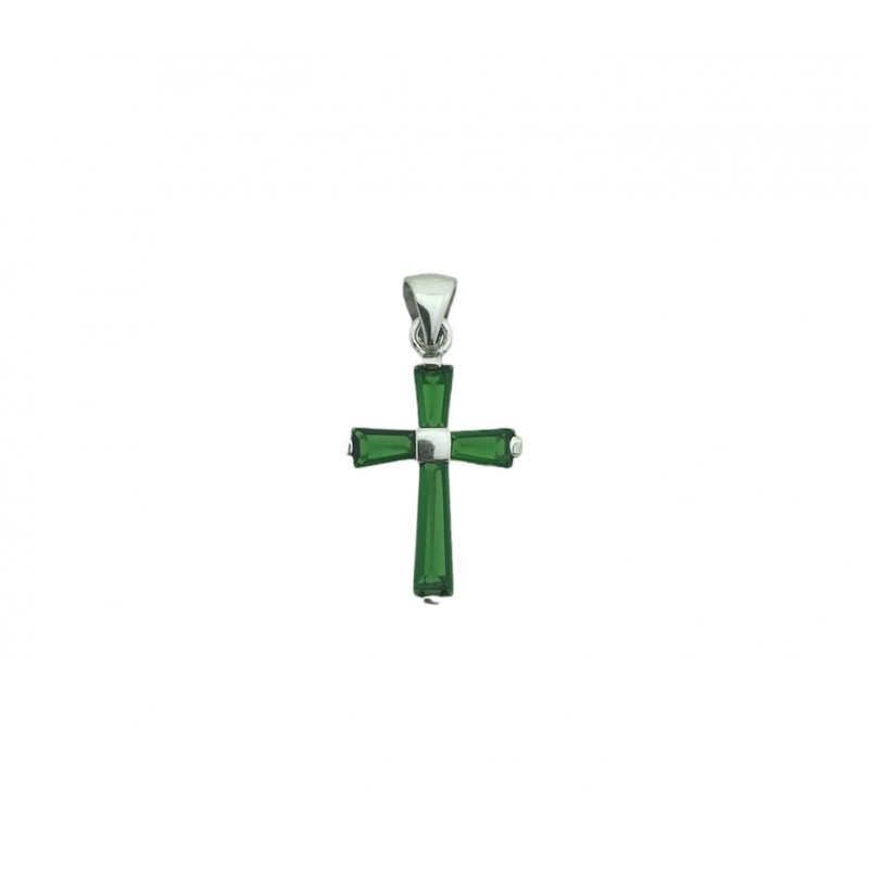 Cruz Circonitas y plata 925 Verde