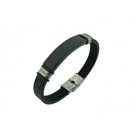 Pulsera acero chapa negra greca 