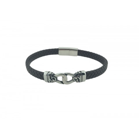 Pulsera acero trenza marrón 