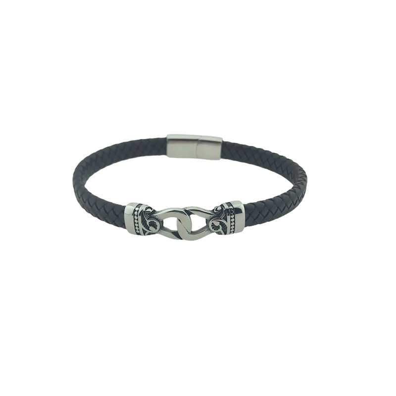 Pulsera acero trenza marrón 