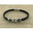 Pulsera acero trenza marrón 