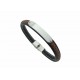 Pulsera Acero Placa Cuero Marrón y Negro