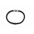 Pulsera Acero Placa Cuero Marrón y Negro