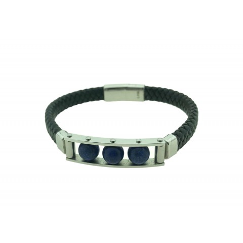 Pulsera acero bolas azules