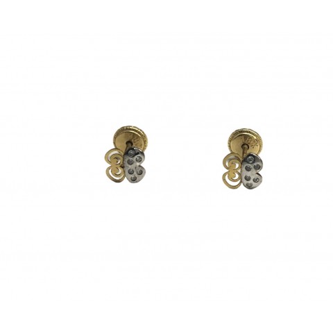 Pendientes Flor Circonita Oro Bicolor 18K