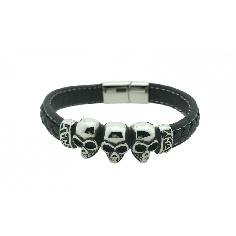 Pulsera acero tres calaveras