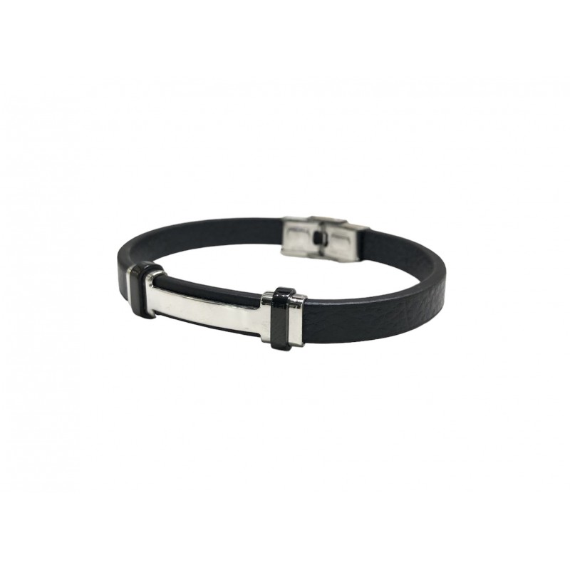 Pulsera acero correa negra