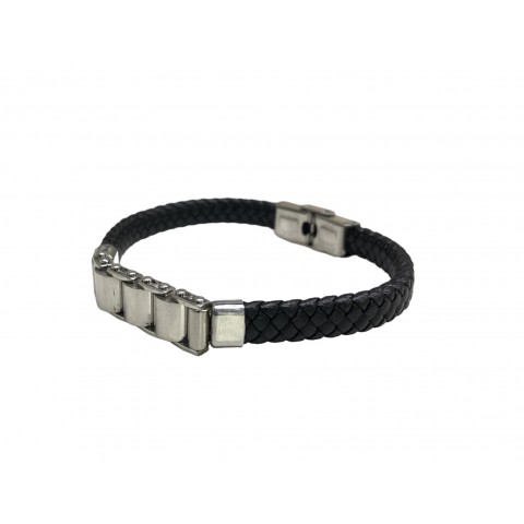 Pulsera acero correa negra