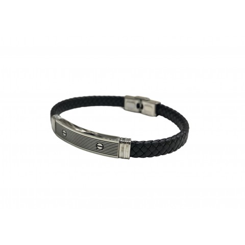 Pulsera acero correa negra 