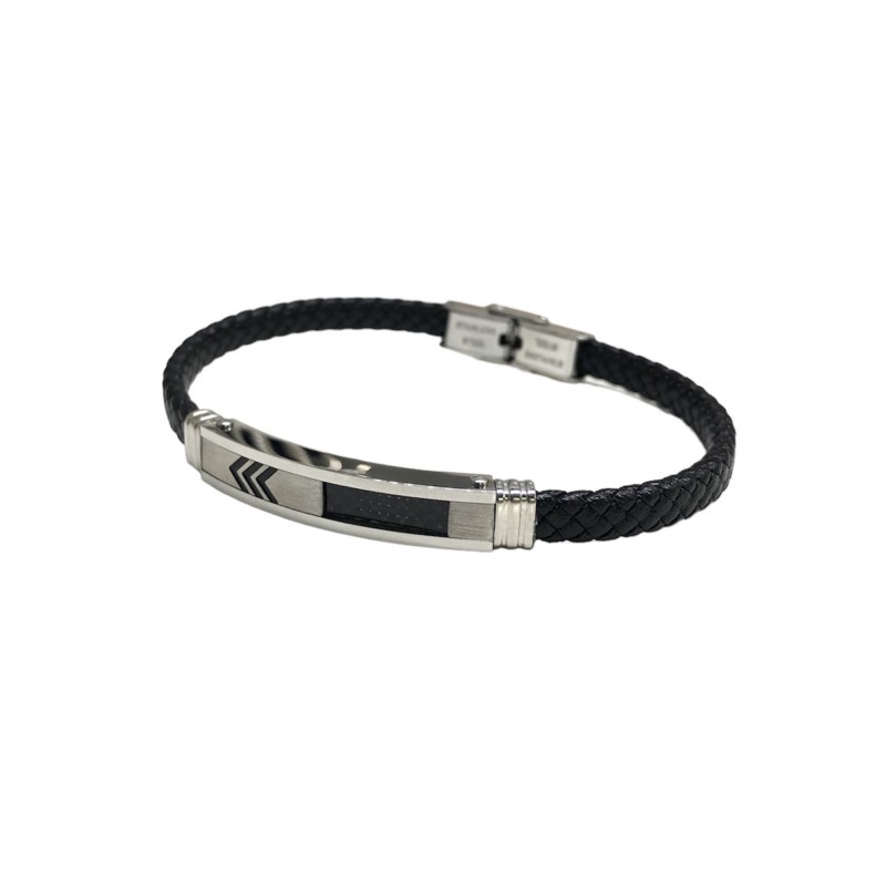 Pulsera acero correa negra 
