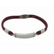Pulsera Acero Placa cuerda burdeos