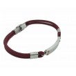Pulsera Acero Placa cuerda burdeos