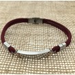 Pulsera Acero Placa cuerda burdeos