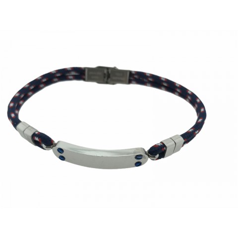 Pulsera Acero Placa cuerda azul