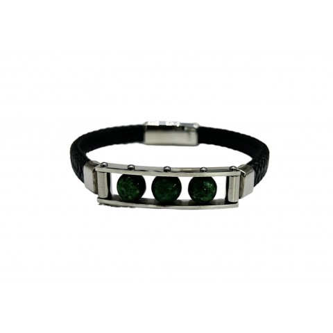 Pulsera acero bolas verdes