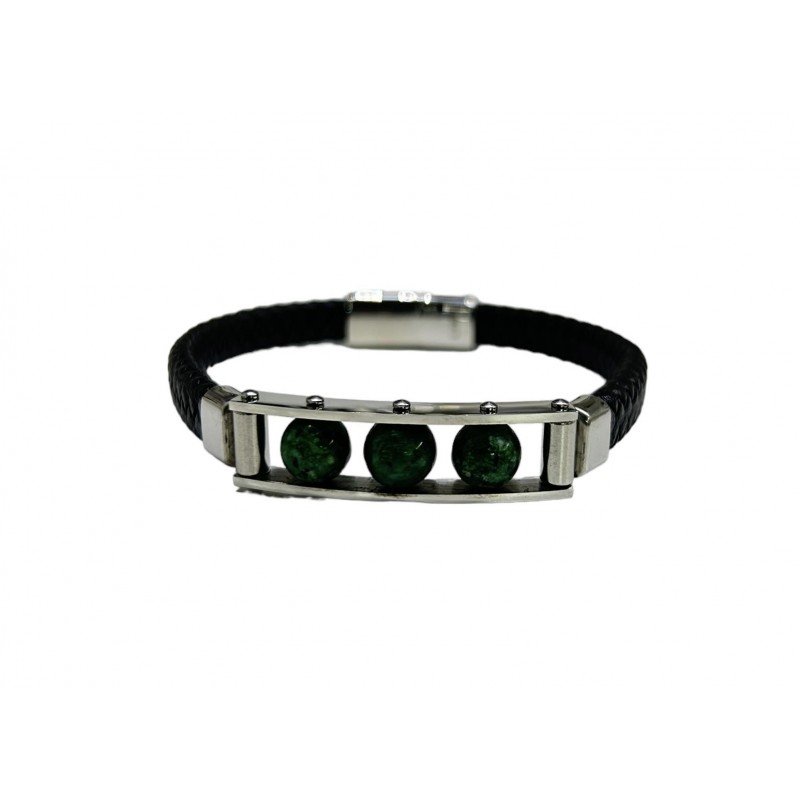 Pulsera acero bolas verdes