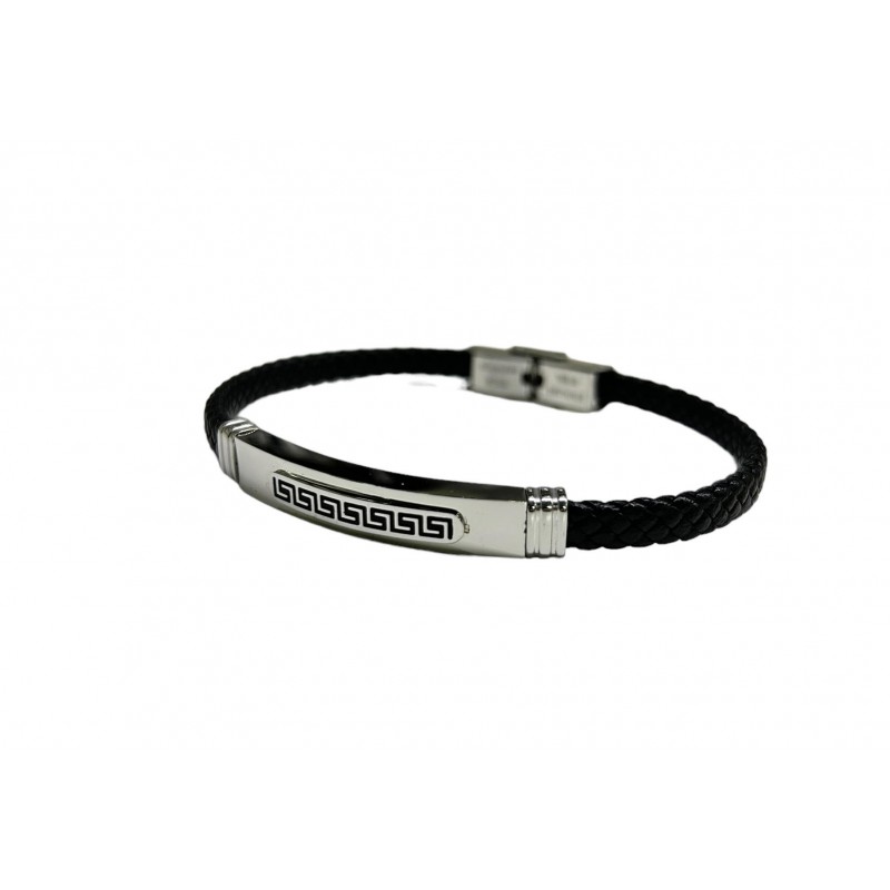 Pulsera acero greca trenzado negro 