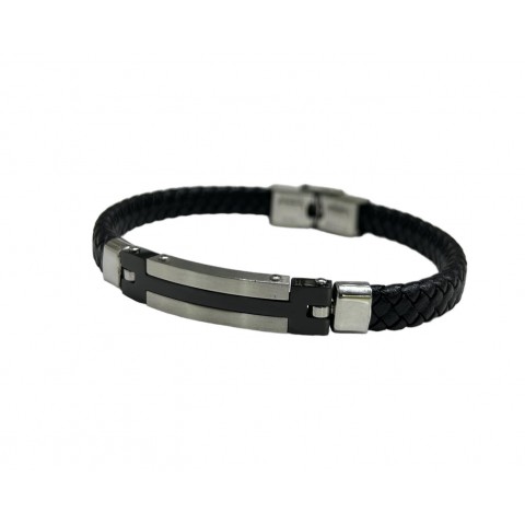 Pulsera acero  trenzada negra 