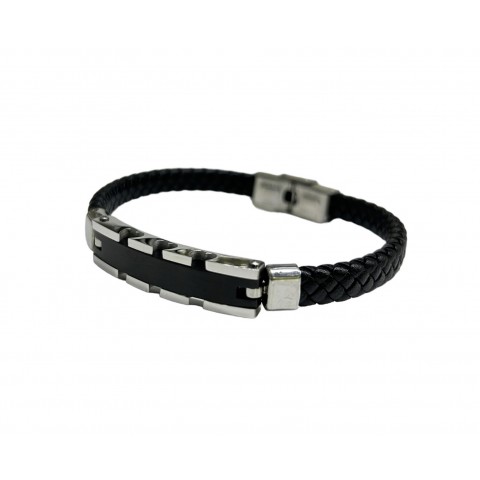 Pulsera acero trenzada negra 