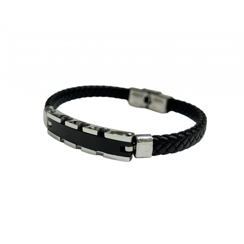 Pulsera acero trenzada negra 