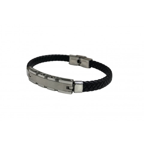 Pulsera acero correa negra 