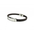 Pulsera acero chapa trenzada marrón