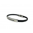 Pulsera acero chapa circonitas negras y trenzado n