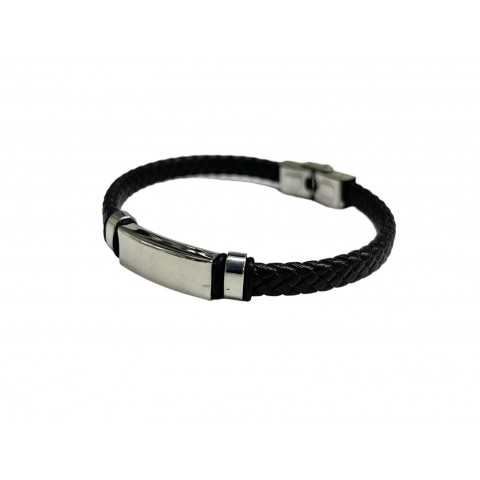 Pulsera acero chapa trenzada negro