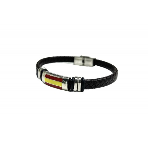 Pulsera acero España trenzado marrón 