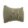 Pendientes ámbar y plata 925 flor 