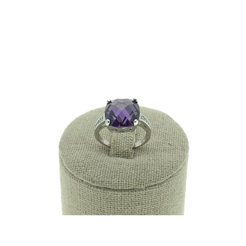 CH-401 Sortija circonitas y plata 925 morado 