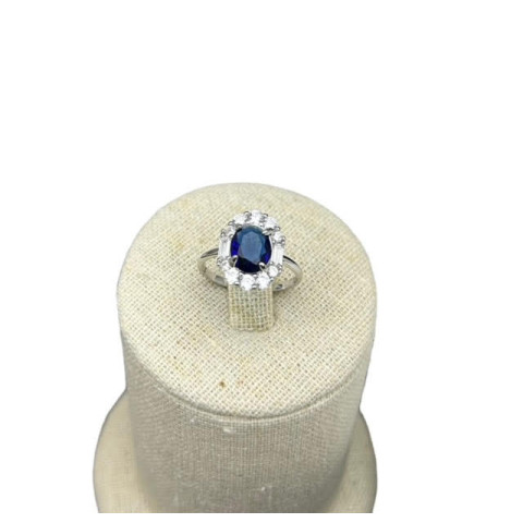 Sortija circonitas y plata 925 azul oscuro 