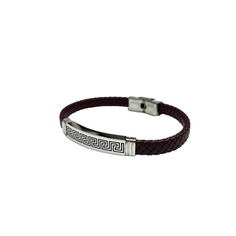 Pulsera chapa greca correa granate 