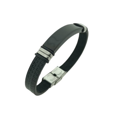 Pulsera acero greca chapa negra 