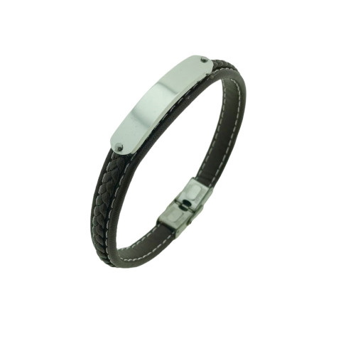 Pulsera Acero Placa marrón
