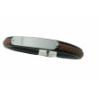 Pulsera Acero Placa Cuero Marrón y Negro