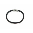 Pulsera Acero Placa Cuero Marrón y Negro