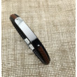 Pulsera Acero Placa Cuero Marrón y Negro