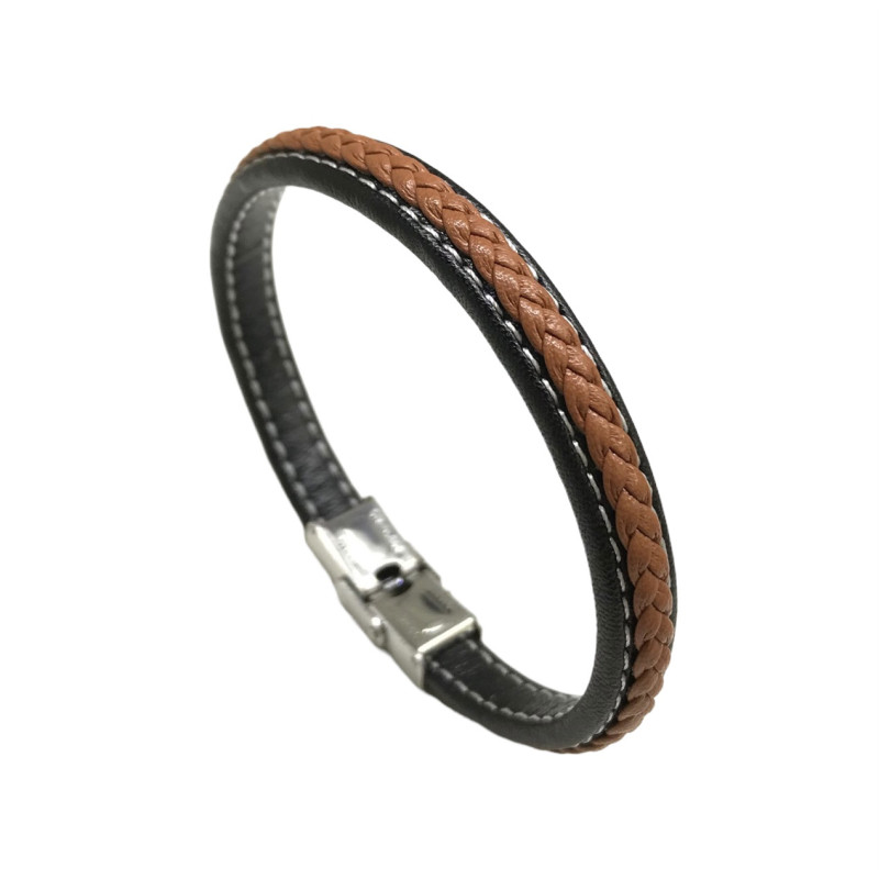 Pulsera acero marrón 