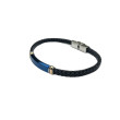 Pulsera acero trenzada negra y azul chapa azul 