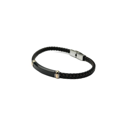 Pulsera acero trenzada negro y marrón chapa negra