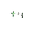 Pendientes cruz circonitas verdes  y plata 925 