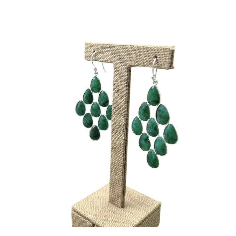 Pendientes piedra esmeralda turca  Plata 925 